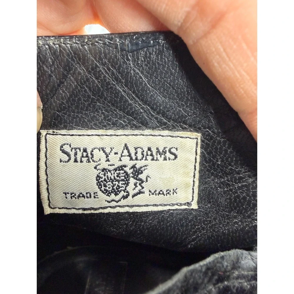 Stacy Adams Madison Cap Toe Boot Mens 8 Black Textured Leather Lace Up Dress